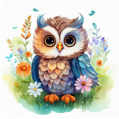Fototapeta premium Charming Owl Illustration for Kids' Room and Woodland Nursery Decor