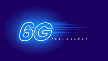 glowing neon 6th generation cellular network connection banner