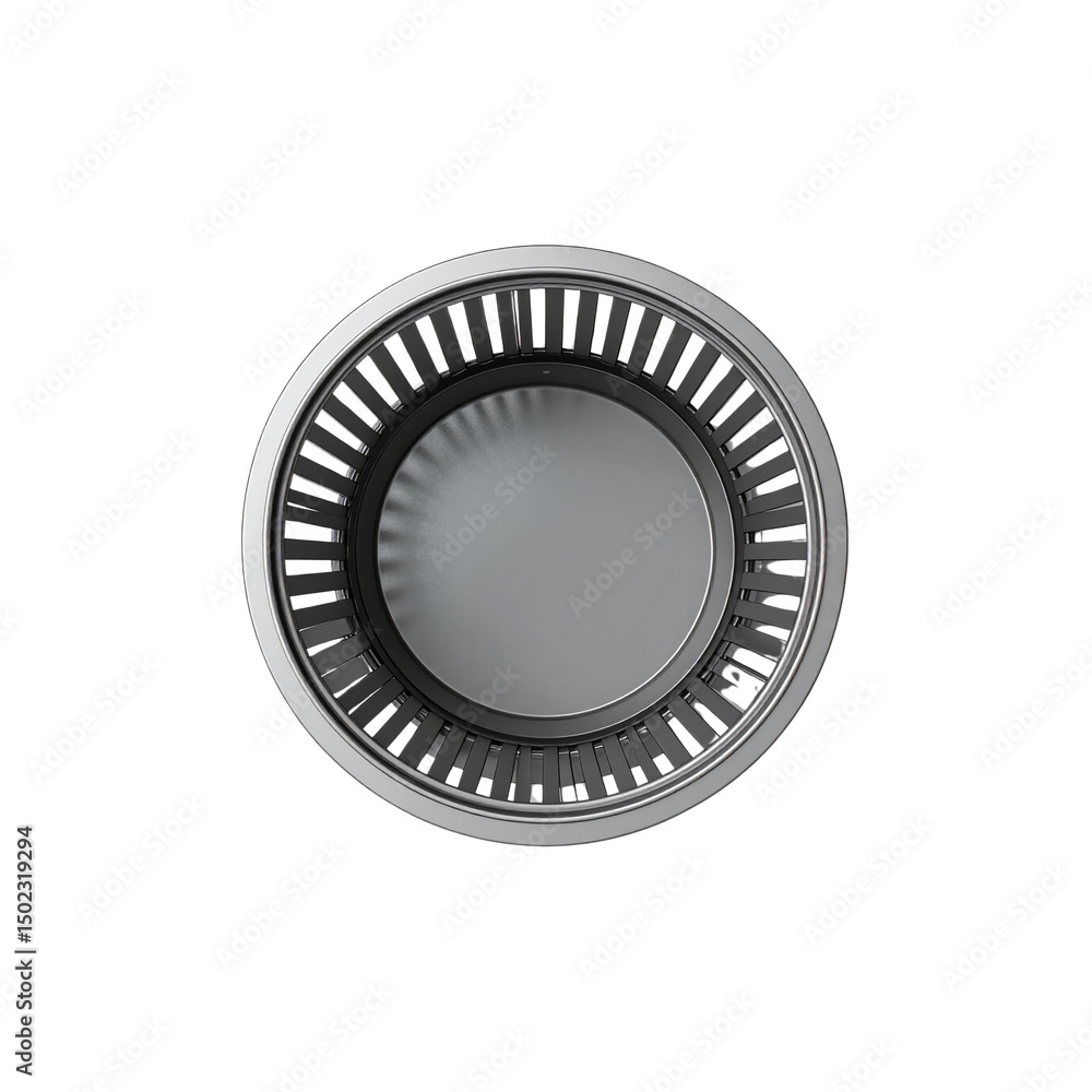 Fototapete abstract metallic circular design element grey black on transparent background