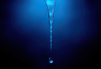 A vibrant blue liquid stream cascading downward.