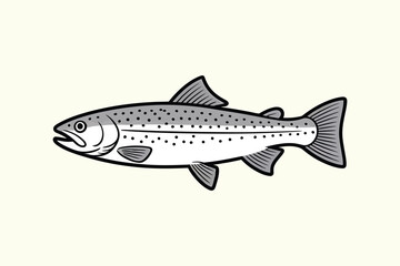 Elegant Trout Fish Silhouette vector Art & Illustration