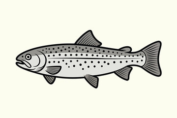 Elegant Trout Fish Silhouette vector Art & Illustration