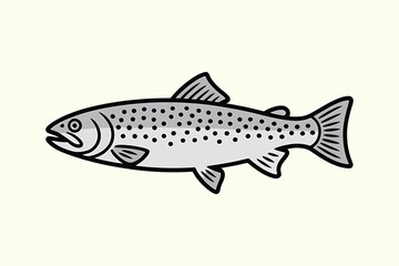 Elegant Trout Fish Silhouette vector Art & Illustration