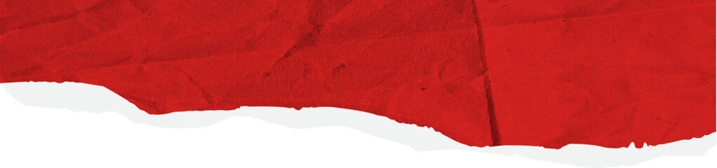 Torn red paper edge crumpled realistic. Ripped fragments for collage, banner, message label, text box, border, frame
