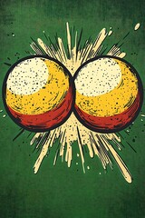 Two billiard balls exploding on green