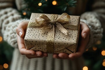 Gift in hands, Christmas