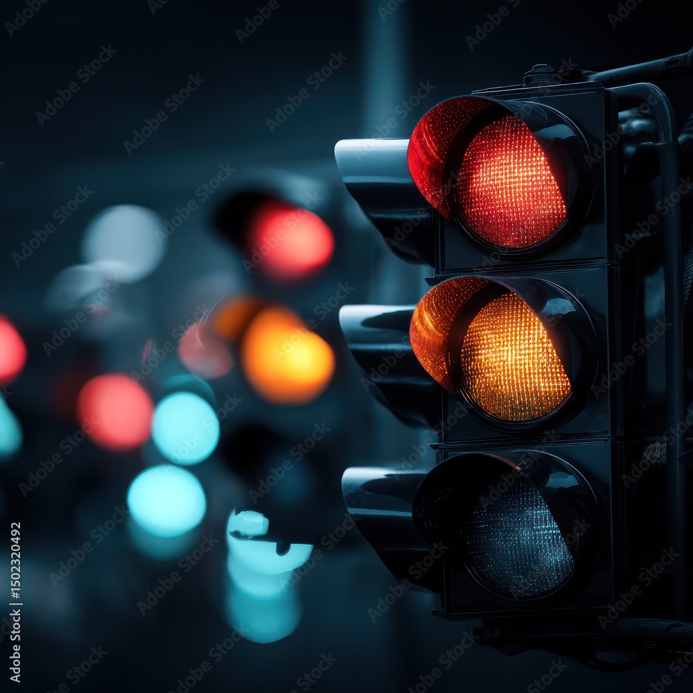 Poster smart traffic light system with digital connectivity, offering real-time data for efficient city flo