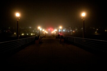 Foggy Evening along the Southern California Pier 