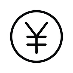 Icon of Japanese Yen Symbol in a Circle Line
