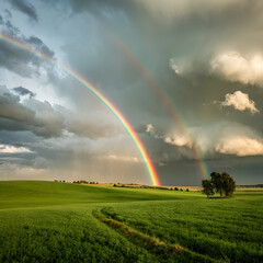 rainbow over field