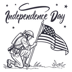 Remembering Heroes on Independence Day Patriotic Illustration Artwork