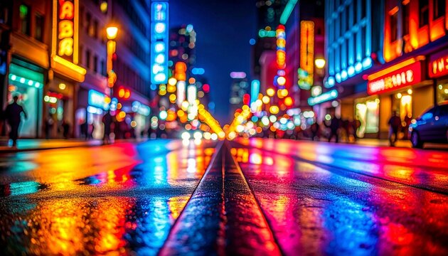 Neon Nightscape: Vibrant Broadway Street in Nashville, Tennessee