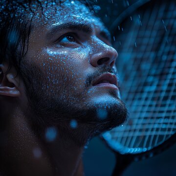 portrait of a young man with recket,generative ai illustration