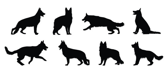 German Shepherd Dog silhouette set