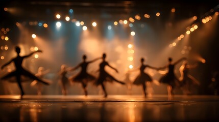 Blurred dance performance on a dramatic stage