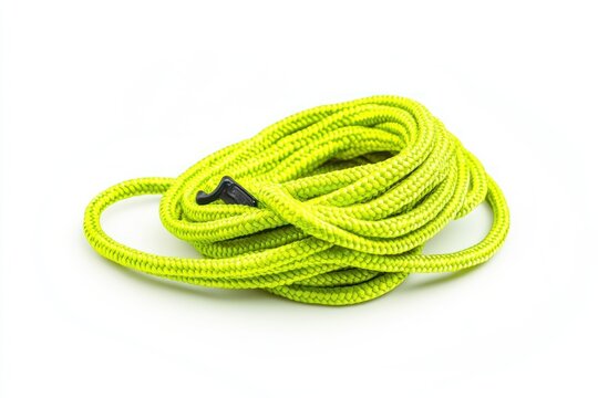 emergency paracord rope in neon color isolated on white background