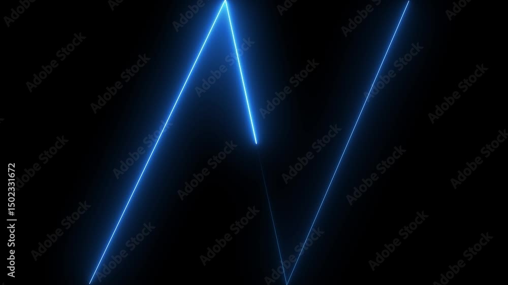 Poster neon arrow doing direction information animation on black background. abstract dynamic neon arrow ic