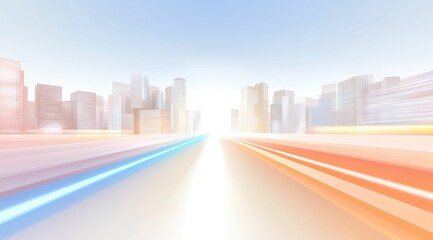 Fototapeta premium City road blurs into a bright future