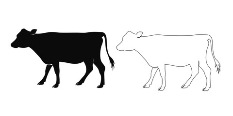 silhouette of a cow walking