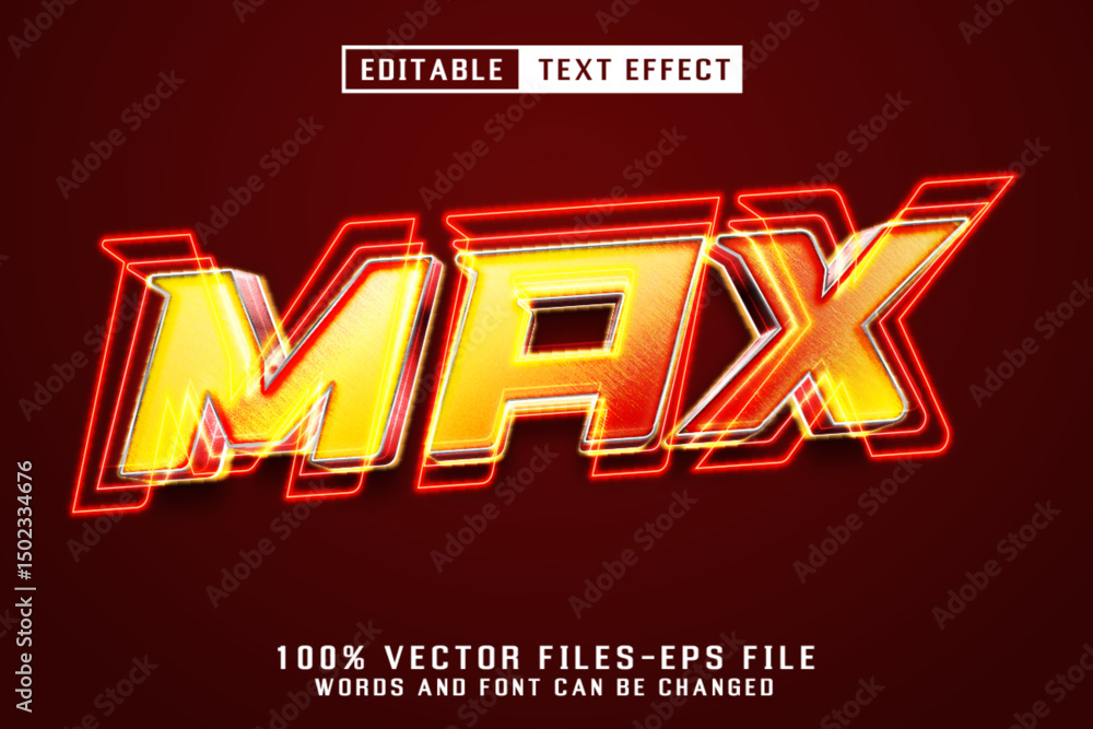 Poster max neon text - editable text effect