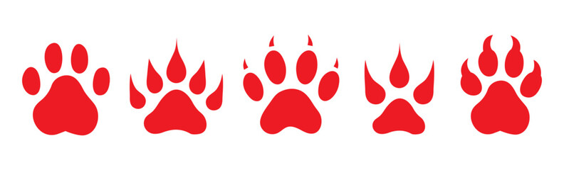 Red Animal Paw Prints Collection © Ameera