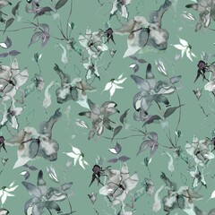 seamless floral pattern watercolor flowers leaves creative allover design repeat pattern fabric print design new creation art design leaves flower pattern 