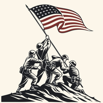 Raising the Flag Image of American Troops on Iwo Jima