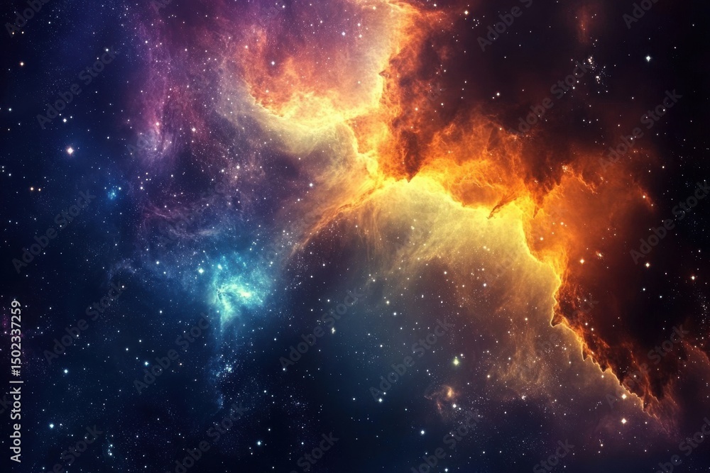 Wall mural vibrant cosmic clouds illuminate the depths of space with brilliant colors and countless stars, vibr