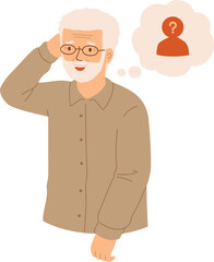 Old Man Pondering Identity With Question Mark