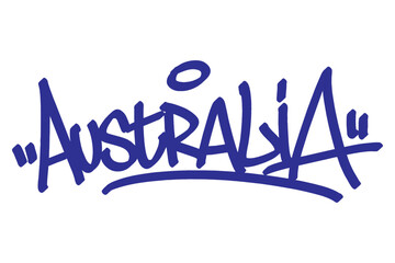 Australia graffiti tag in bold vector lettering on transparent background, showcasing vibrant urban culture and creative street art. Perfect for hip hop, youth, and cultural design projects.