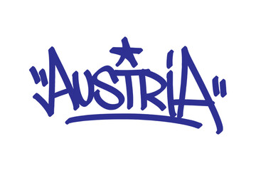 Austria graffiti tag in bold vector lettering on transparent background, showcasing vibrant urban culture and creative street art. Ideal for hip hop, youth, and cultural design projects.