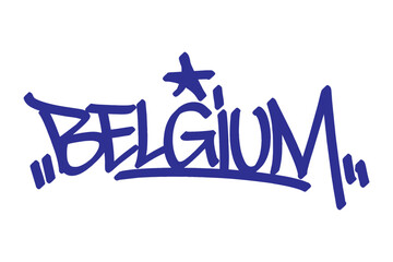 Belgium graffiti tag in bold vector lettering on transparent background, showcasing vibrant urban culture and creative street art. Perfect for hip hop, youth, and cultural design projects.