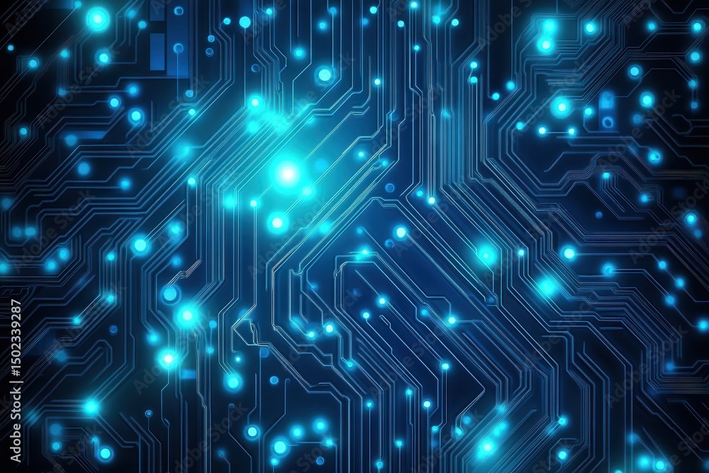 Aufkleber exploring the intricate design of digital networks with glowing blue technology elements, digital da
