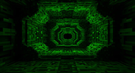 Green Pixelated Tunnel