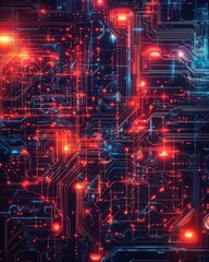 Artificial Intelligence Brain with Digital Circuits and Glowing Nodes. This illustration depicts an artificial intelligence brain concept, with digital circuits and glowing nodes intertwining.