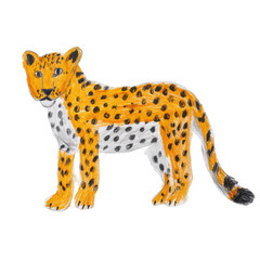 Drawing of a Vibrant Amur Leopard with Unique Spots and Expression for Wildlife Art Enthusiasts