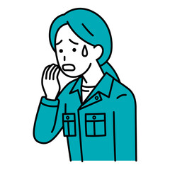 動揺している作業員の女性