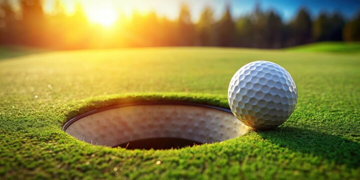 Golf ball rolling into hole