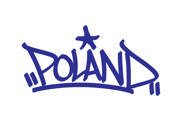 Poland graffiti tag in bold vector lettering on transparent background, capturing dynamic urban culture and creative street art. Ideal for hip hop, youth, and cultural design themes.