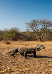 Fototapeta premium Majestic Komodo Dragon in its Natural Habitat A Stunning Wildlife Photograph