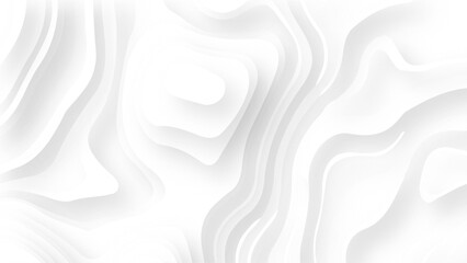 White paper cut decoration textured with wavy layers 3d topography relief background. Abstract wavy line 3d paper cut white background. 
