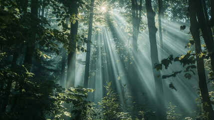 Obraz premium Sunlight Through the Jungle Canopy