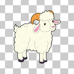 Cute sheep illustration in flat or lowbrow style for Eid al-Adha with transparent background. Ideal for Islamic holiday graphics, qurban-themed art, religious posters, and festive children’s designs