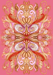 pink flower water color pain freehand sketch 