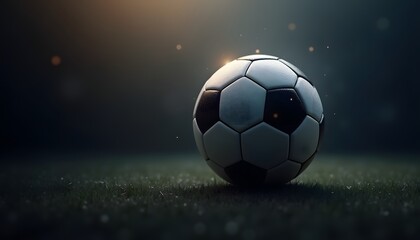 Fototapeta premium Soccer Ball on Grass Field with Soft Lighting