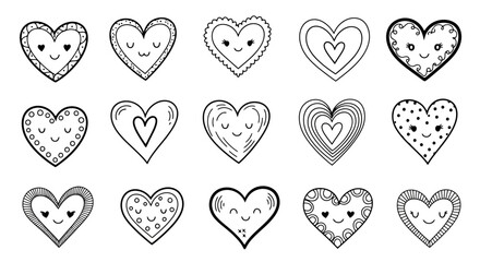 Heart Doodle Collection: Kawaii Style Vector Set