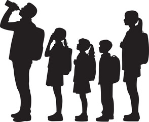 Students Walking to School Silhouette

Backpack Ready – School Time Vector

First Day of School Silhouette Scene

Back to School Bus Arrival Vector Art

Books, Bell & Kids – School Silhouette Design