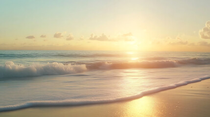 Obraz premium Tranquil sea rhythm shows beach story in high resolution picture