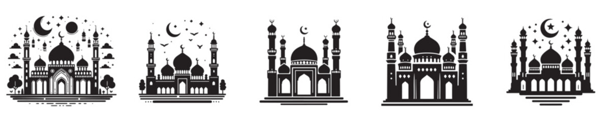 vector set of mosque silhouettes