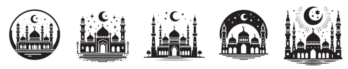 vector set of mosque silhouettes
